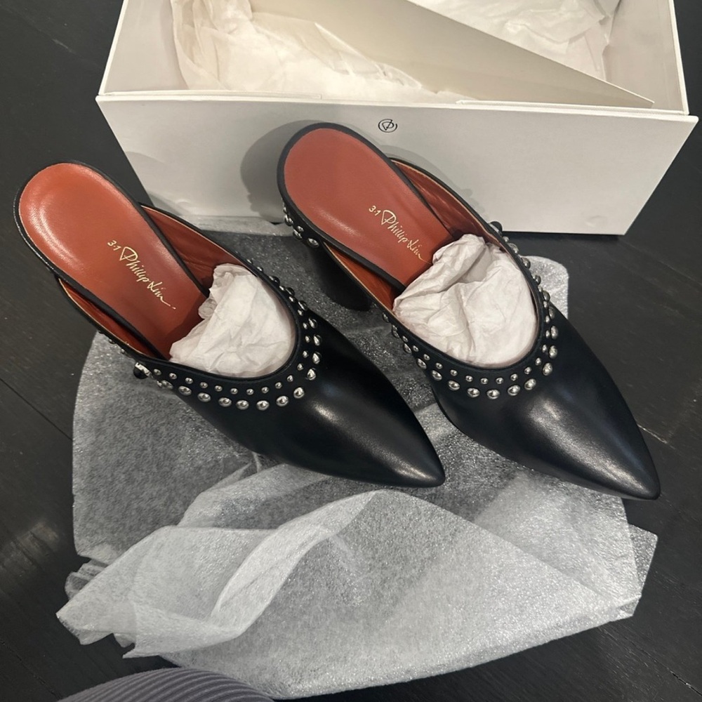 3.1 Phillip Lim Patsy Black Studded Mules - Picture 3 of 7